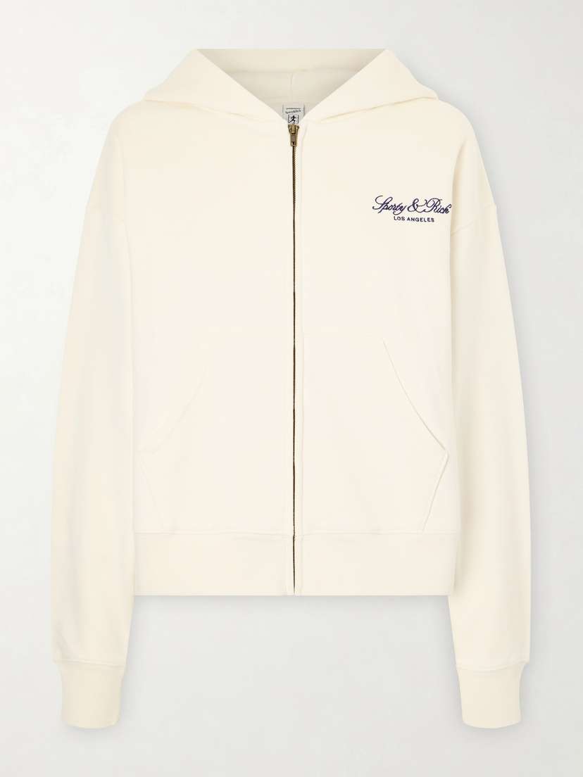 Sporty & Rich Vendome La Embroidered Cotton-fleece Hoodie