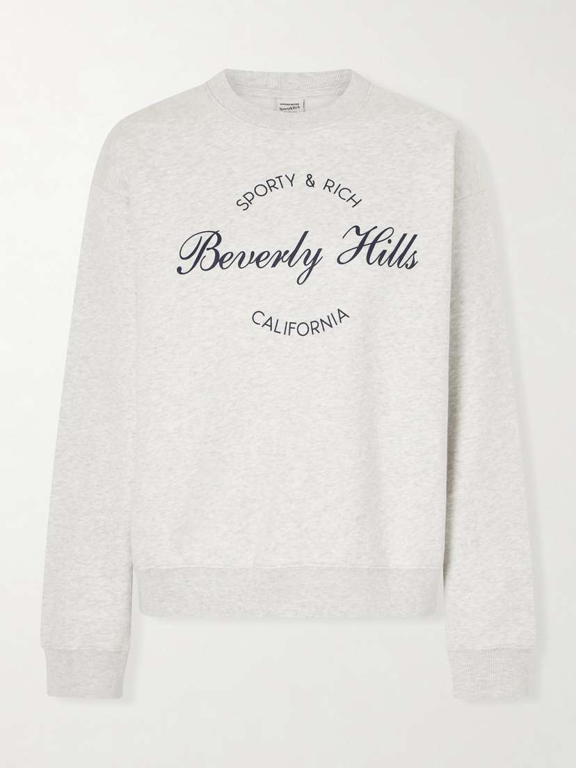 Sporty & Rich Beverly Script Printed Cotton Sweatshirt