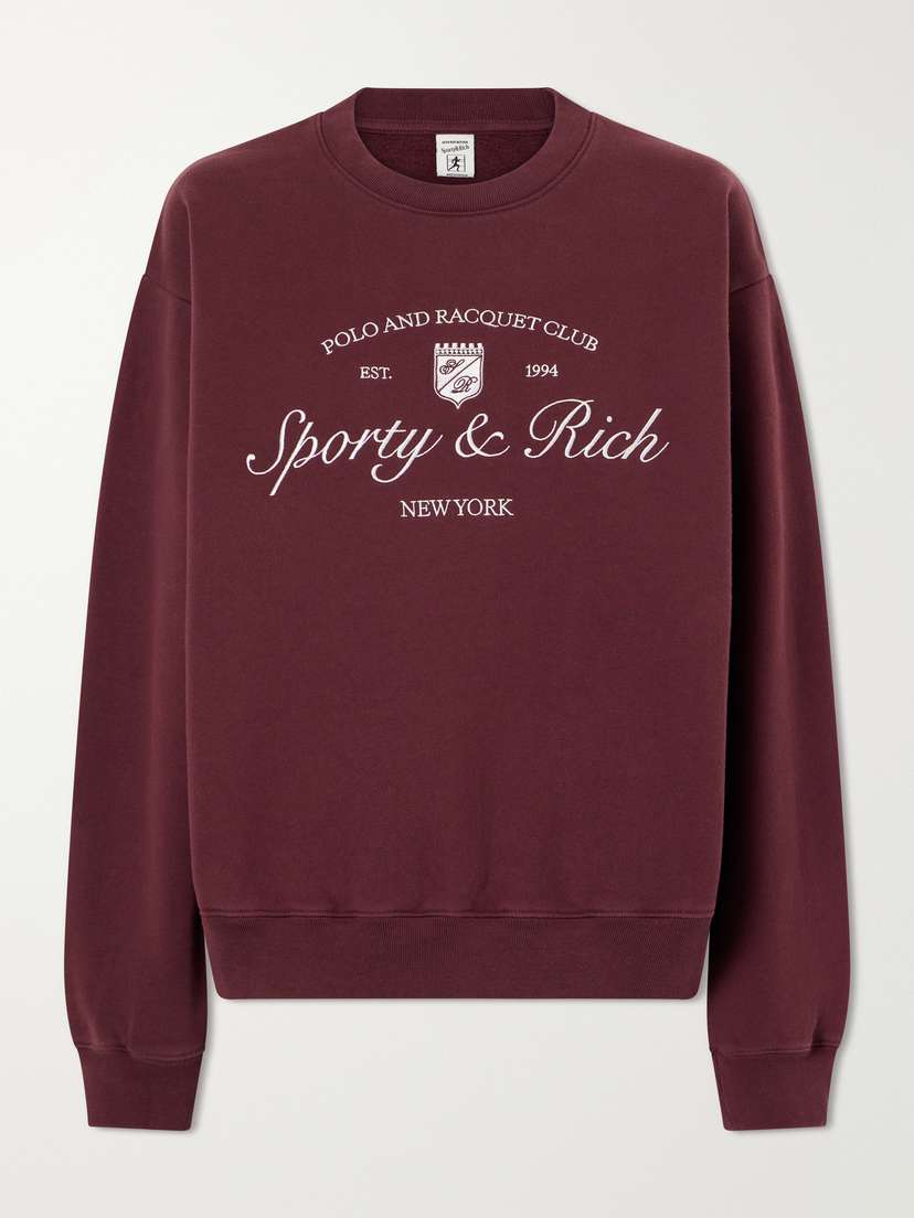 Sporty & Rich Syracuse Embroidered Cotton-jersey Sweater