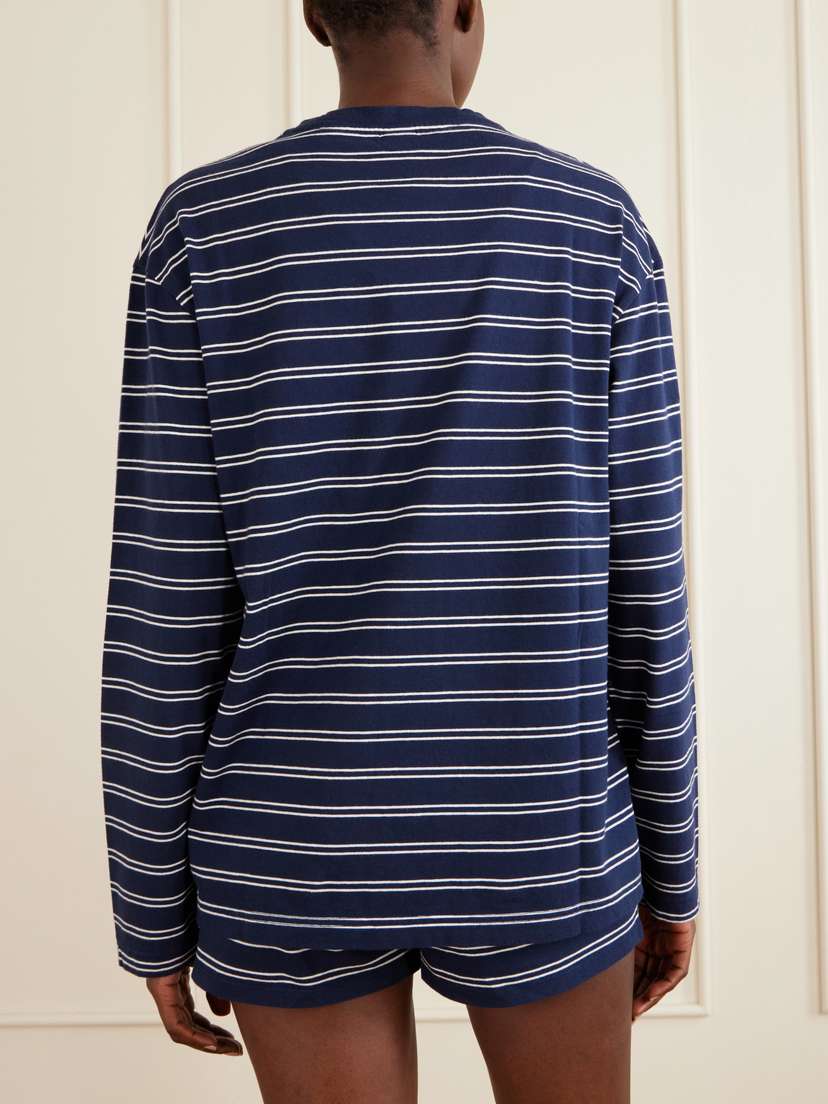 Sporty & Rich Logo-embroidered Striped Cotton-jersey Long-sleeve Top | Thumbnail 4 Sporty & Rich Logo-embroidered Striped Cotton-jersey Long-sleeve Top | Thumbnail 4
