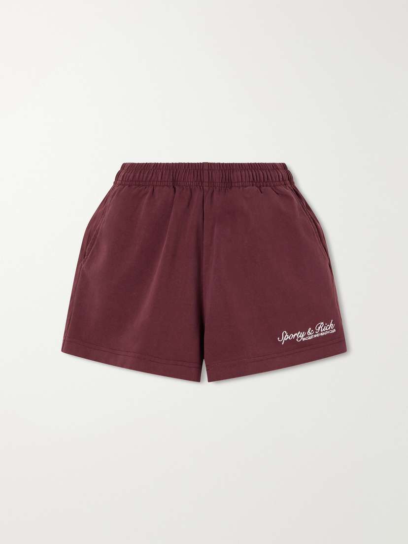 Sporty & Rich Syracuse Logo-embroidered Cotton-fleece Shorts