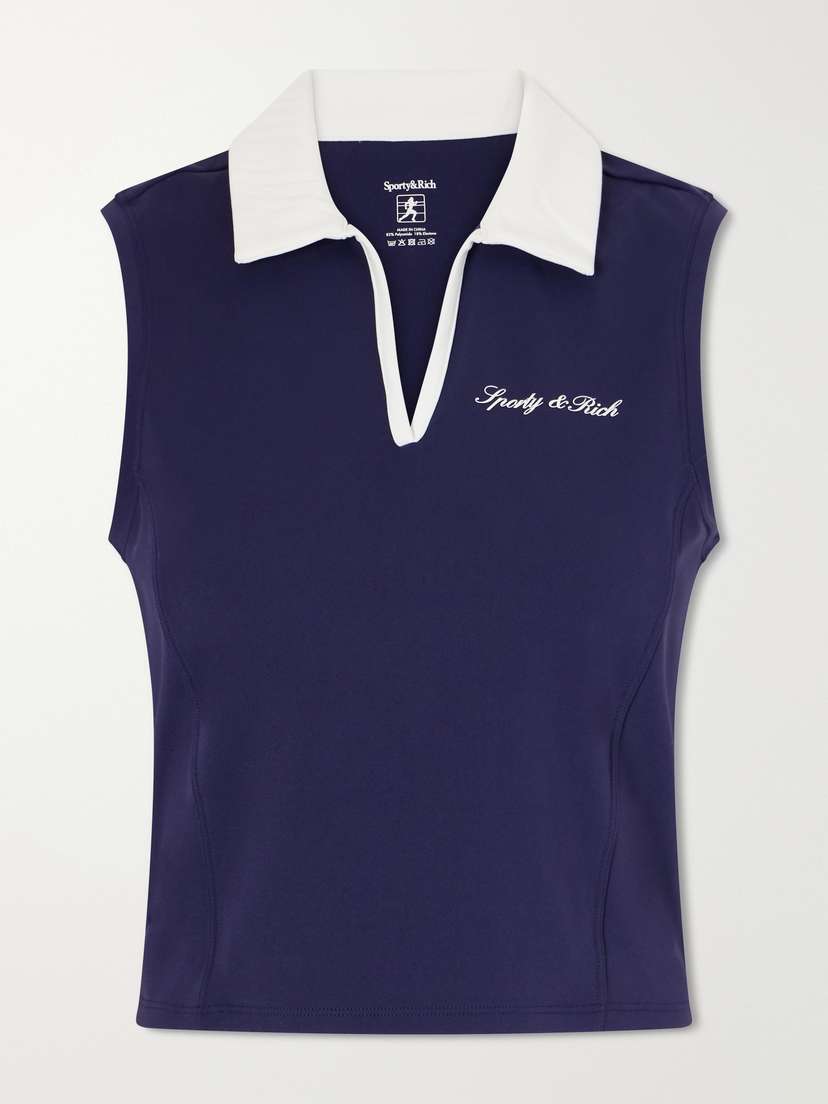 Sporty & Rich Logo-appliquéd Stretch-jersey Top - Women's Clothing