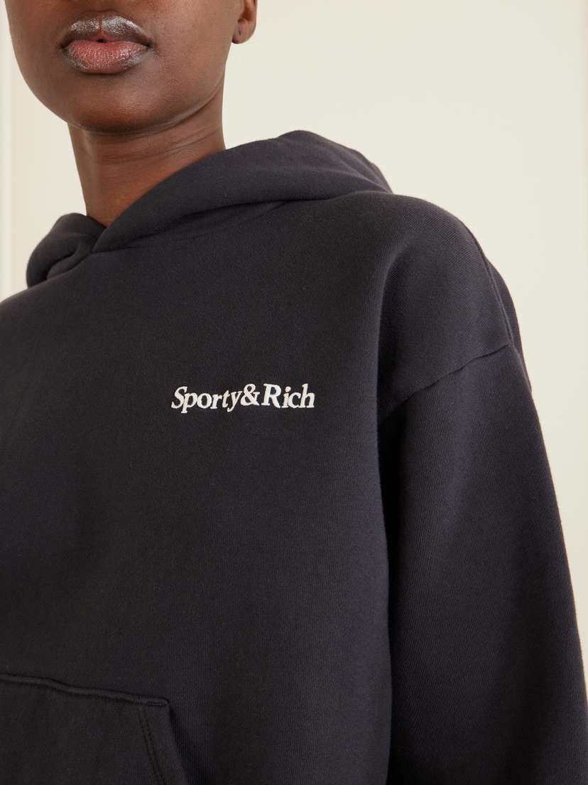 Sporty & Rich Logo Embroidered Cotton Sweatshirt | Thumbnail 4 Sporty & Rich Logo Embroidered Cotton Sweatshirt | Thumbnail 4