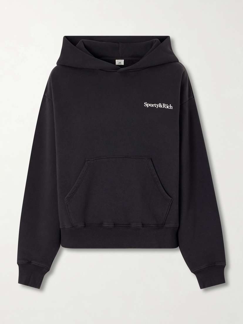 Sporty & Rich Logo Embroidered Cotton Sweatshirt