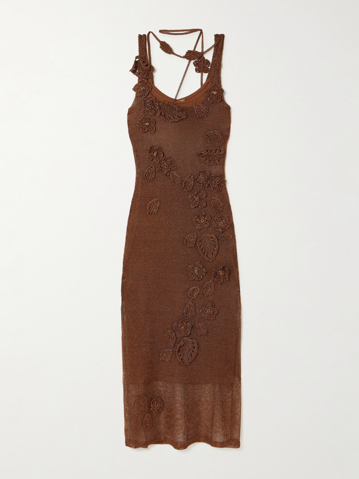 Cult Gaia Pemma Appliquéd Knitted Midi Dress In Brown
