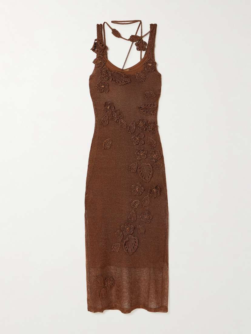 Cult Gaia Pemma Appliquéd Knitted Midi Dress