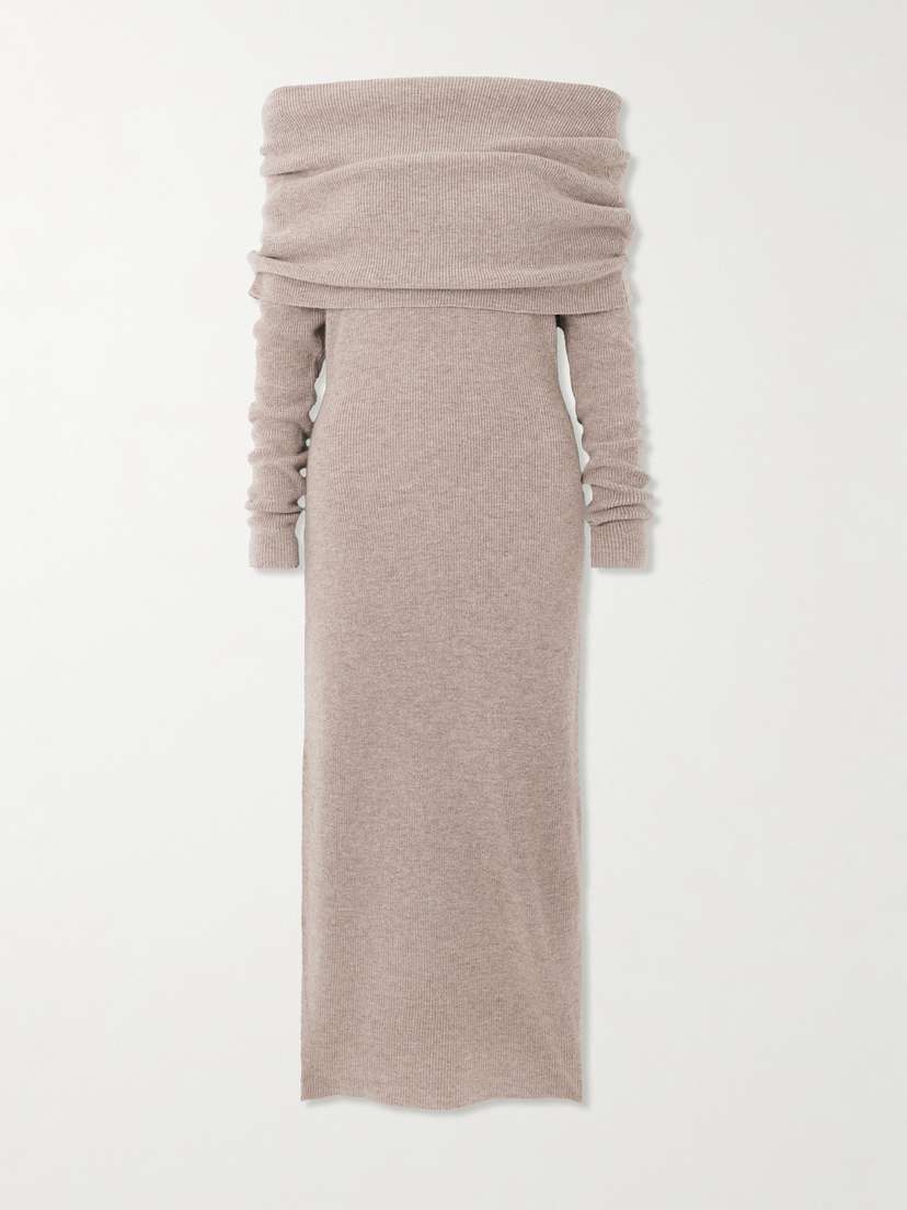 Cult Gaia Carline Off-the-shoulder Wool And Cashmere-blend Midi Dress