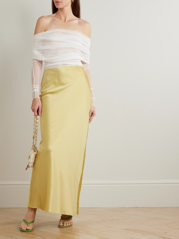 Cult Gaia Chantel silk-blend satin maxi skirt
