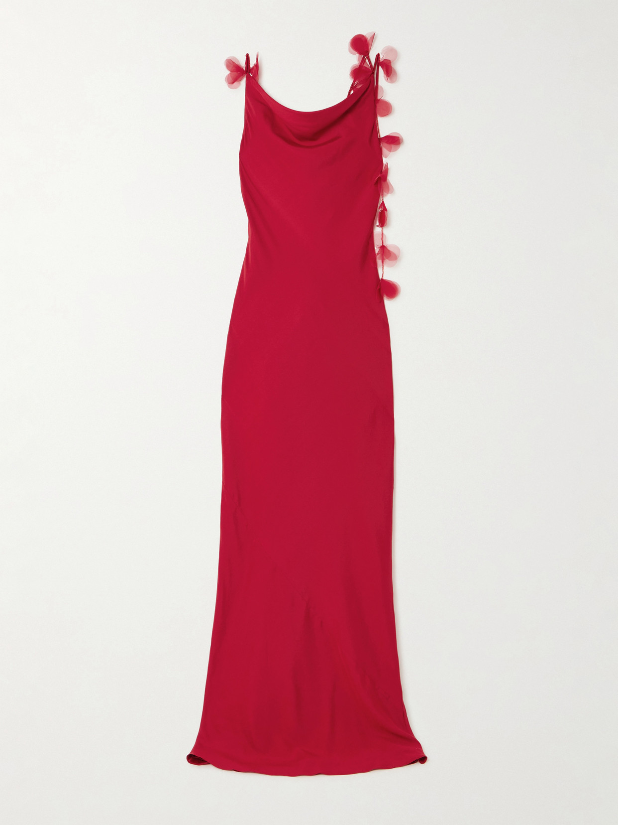 Cult Gaia Nymeria Open-back Organza-trimmed Silk-blend Satin Maxi Dress In Red