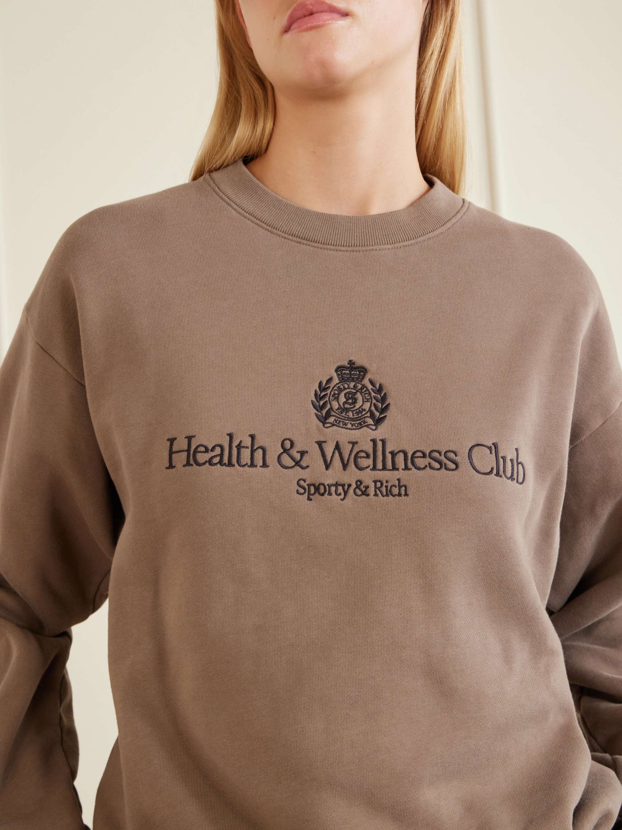 SPORTY & RICH Logo-embroidered cotton-jersey sweatshirt | NET-A-PORTER
