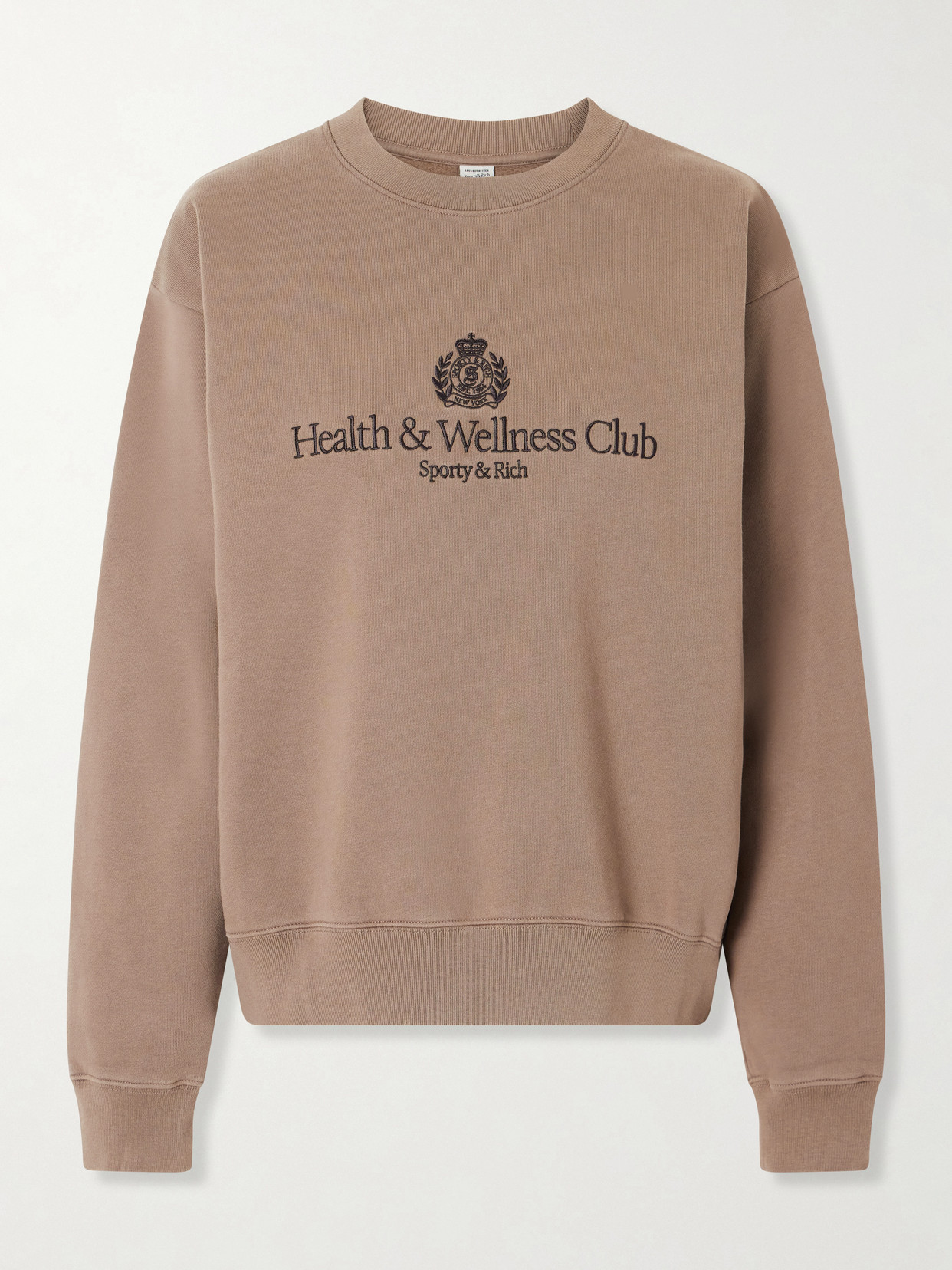 Sporty And Rich Logo-embroidered Cotton-jersey Sweatshirt In Neutral