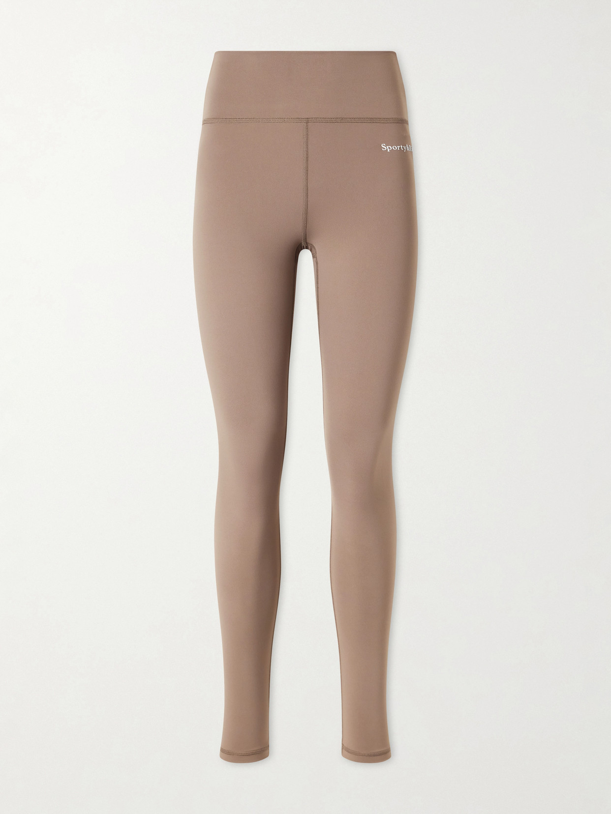 Sporty And Rich Logo-print Stretch-jersey High-rise Leggings In Neutral