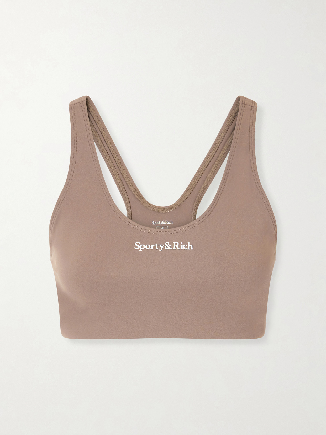 Sporty And Rich Logo-print Stretch-jersey Sports Bra In Neutral