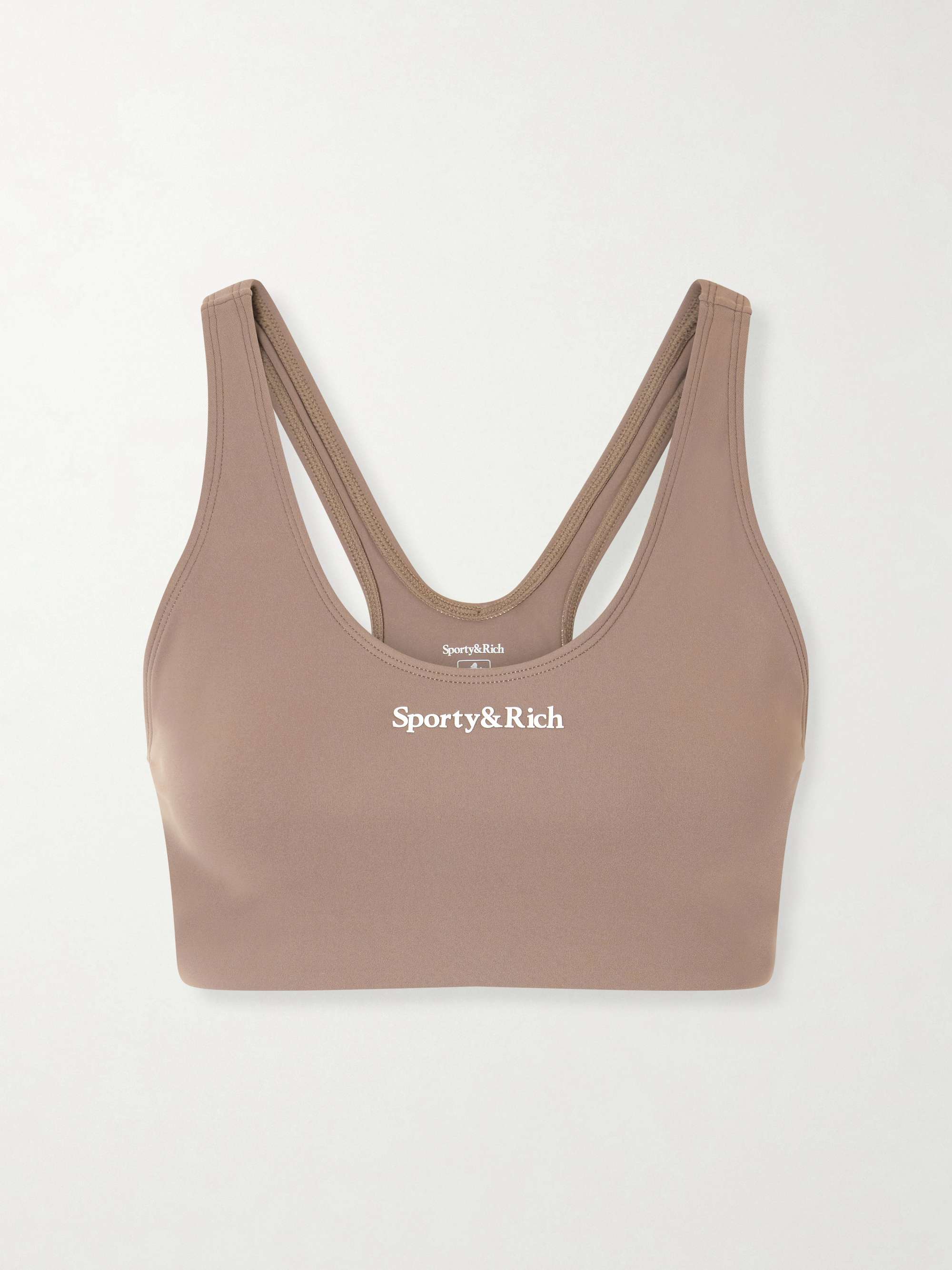 【SPORTY&RICH】Health Active Bra SPORTY & RICH Logo-print stretch-jersey sports bra | NET-A-PORTER