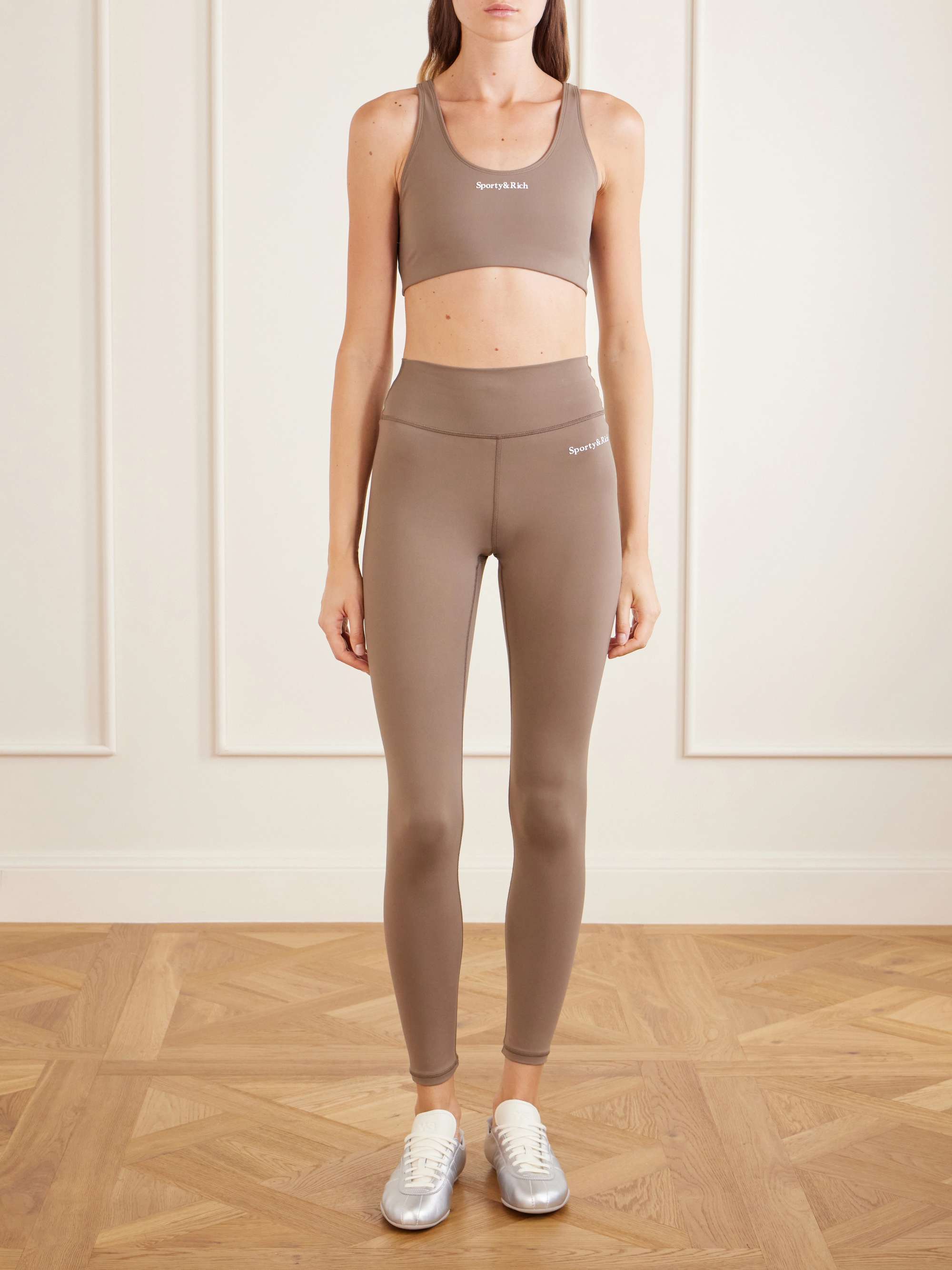 SPORTY & RICH Logo-print stretch-jersey sports bra | NET-A-PORTER