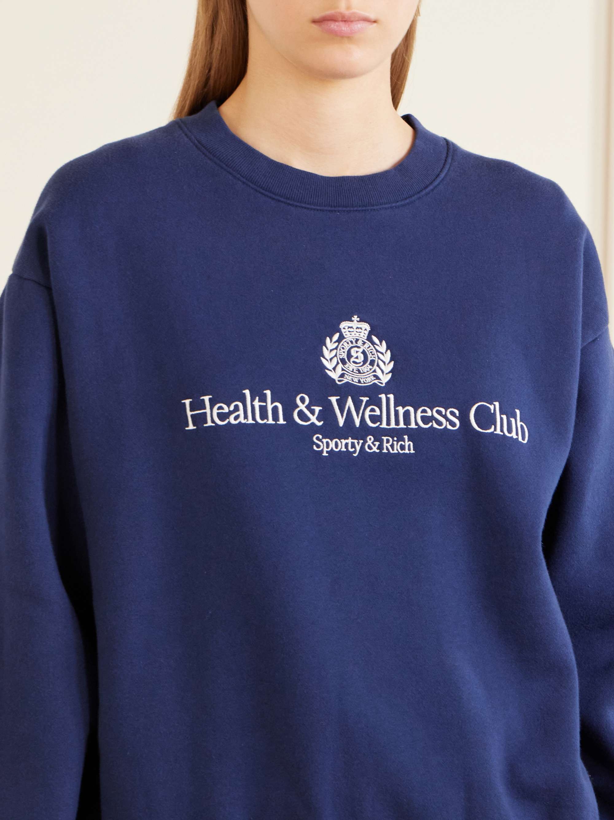 SPORTY & RICH Logo-embroidered cotton-jersey sweatshirt | NET-A-PORTER