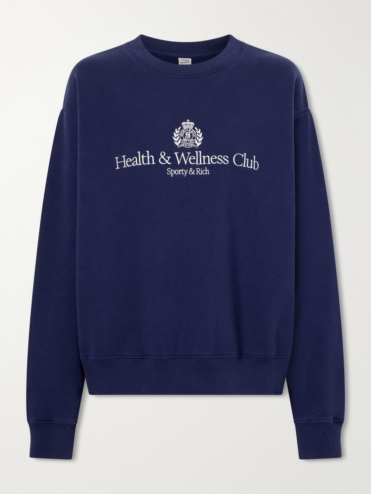 Sporty And Rich Logo-embroidered Cotton-jersey Sweatshirt In Blue