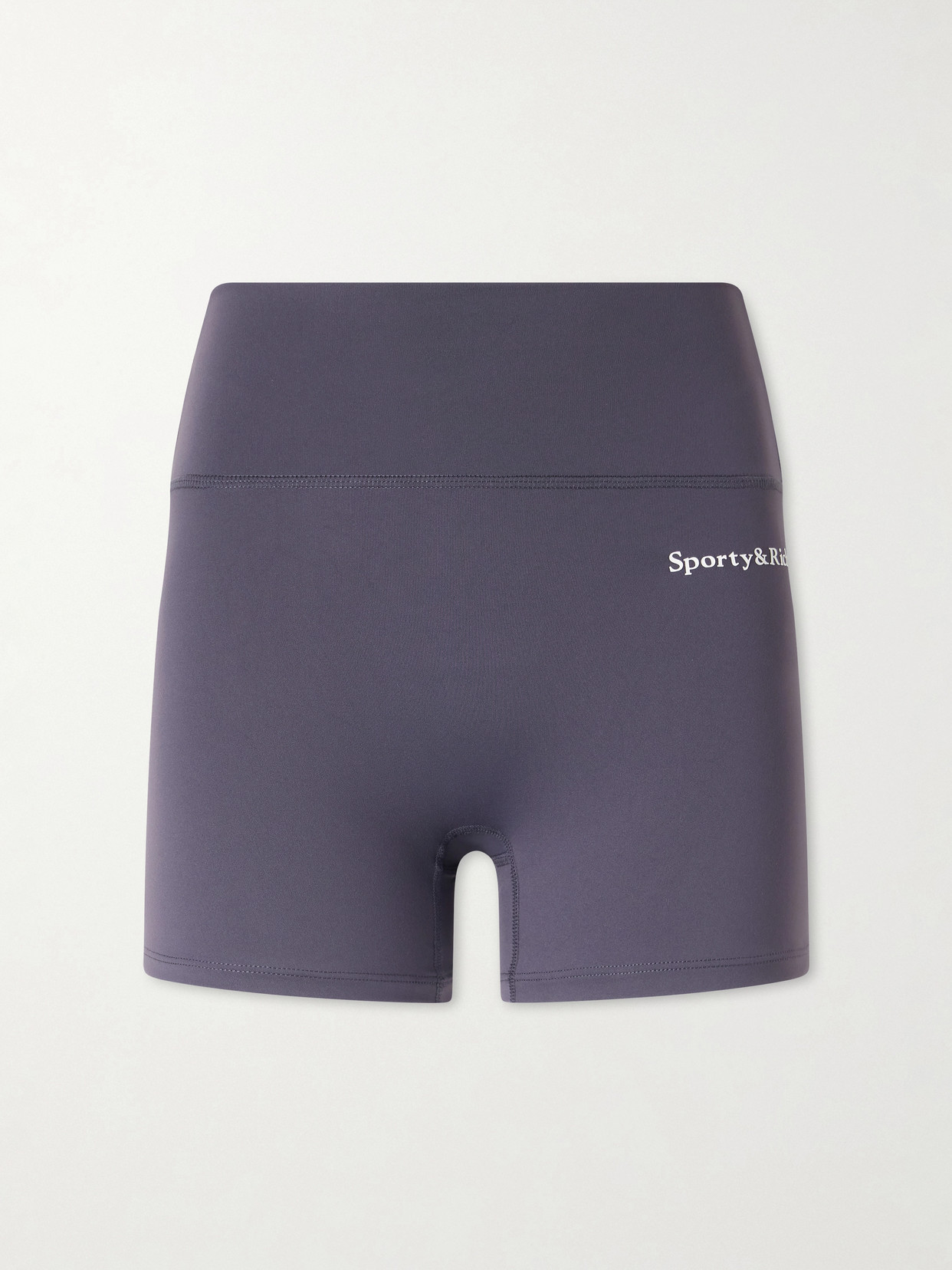 Sporty And Rich Logo-print Stretch-jersey High-rise Tennis Shorts In Gray