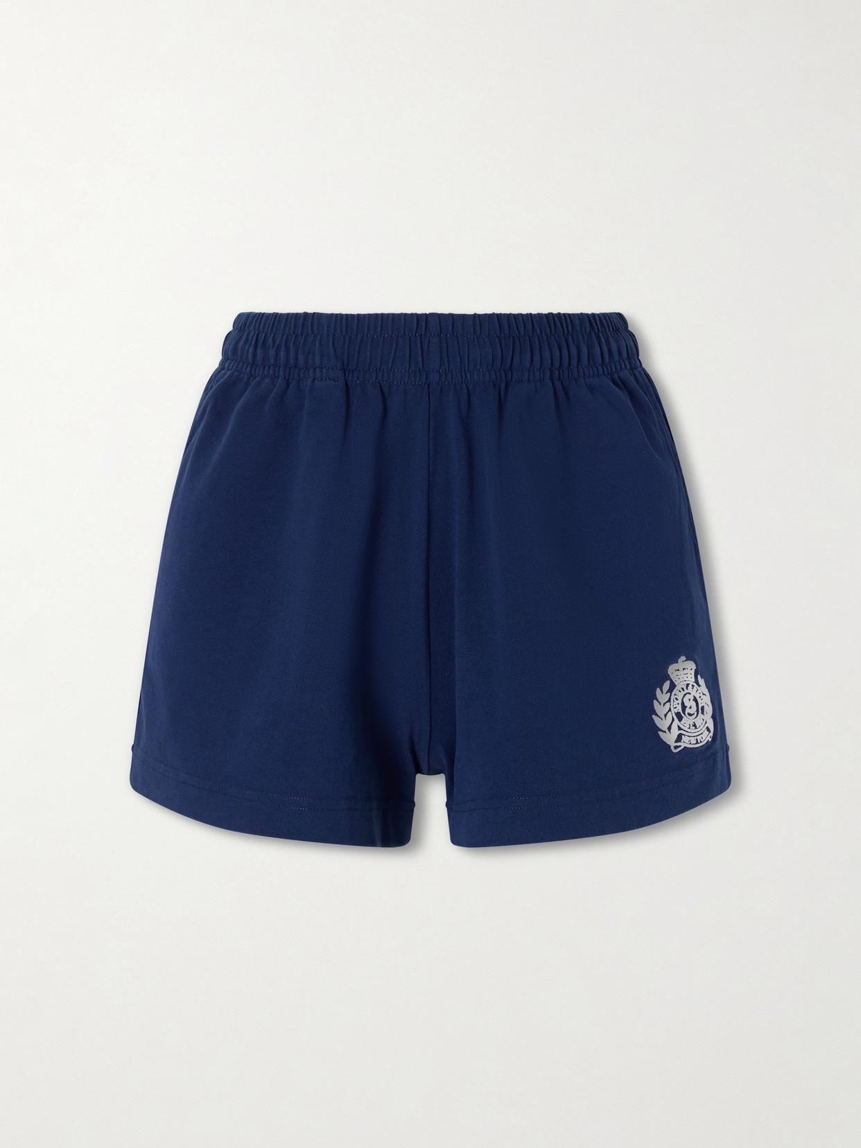 Sporty And Rich Logo-embroidered Cotton-jersey Shorts In Blue