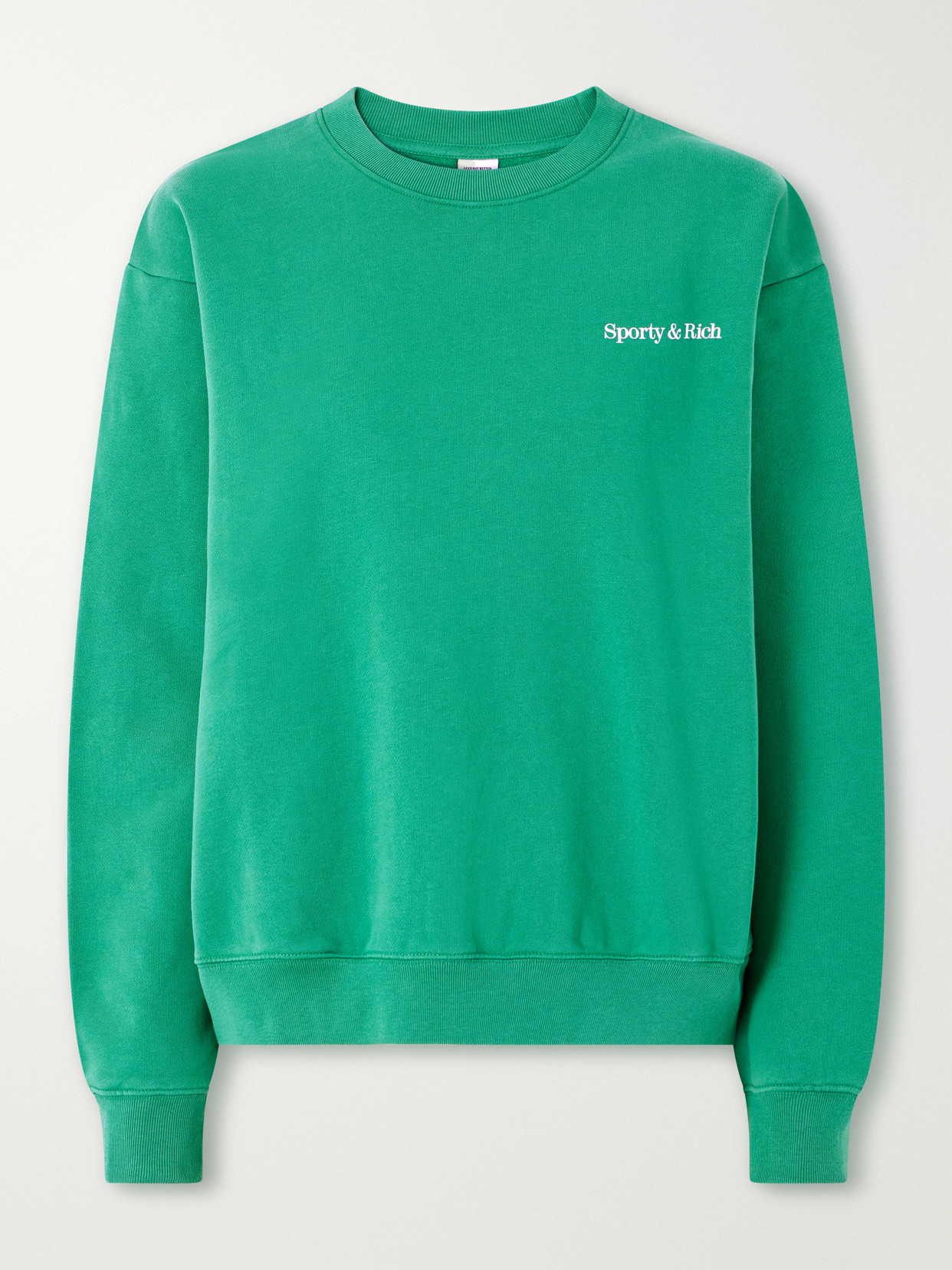 Sporty And Rich Fitness 94 Logo-printed Cotton-jersey Sweatshirt In Green