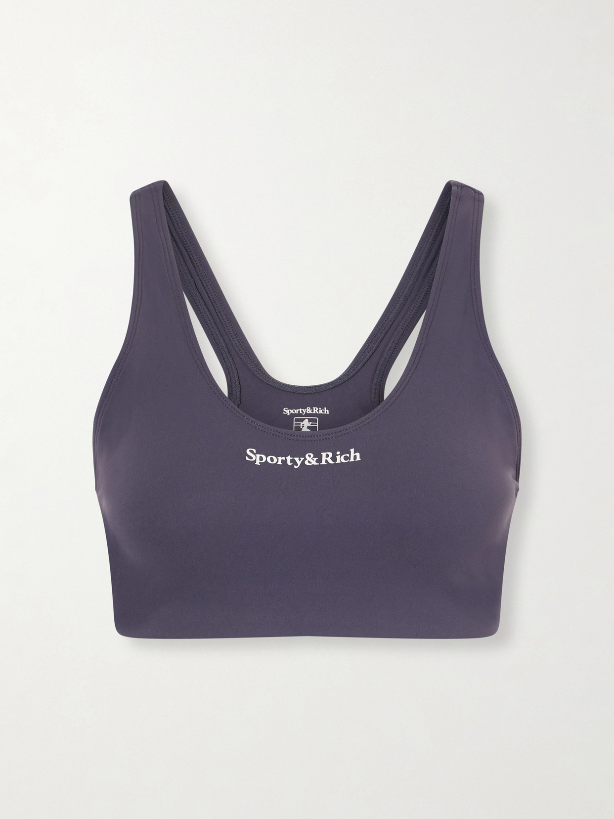 Sporty And Rich Logo-print Stretch-jersey Sports Bra In Gray