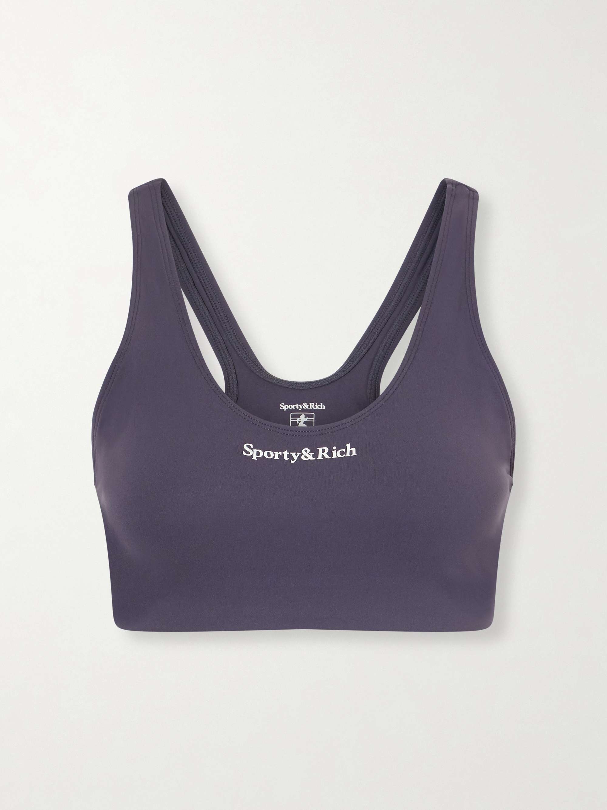 SPORTY & RICH Logo-print stretch-jersey sports bra | NET-A-PORTER