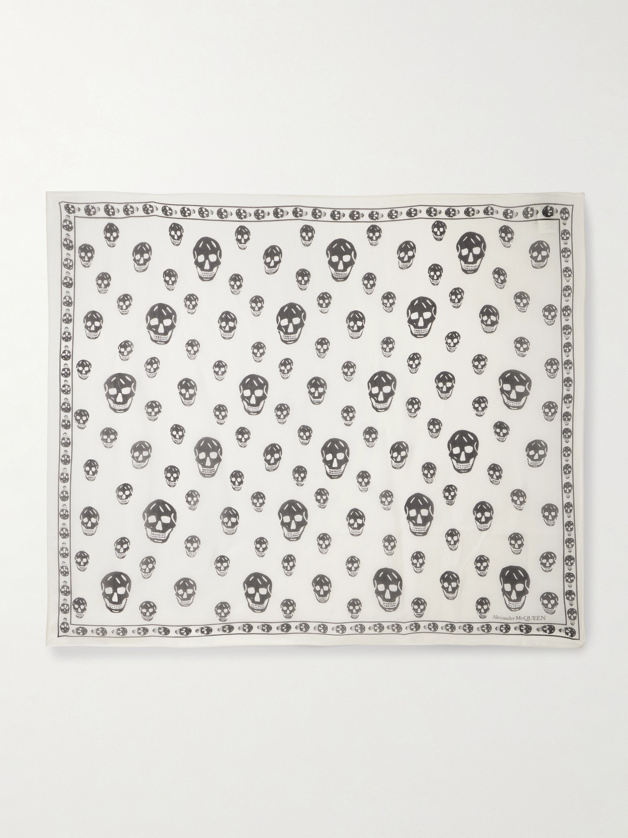 Alexander Mcqueen Printed Silk-chiffon Scarf In White