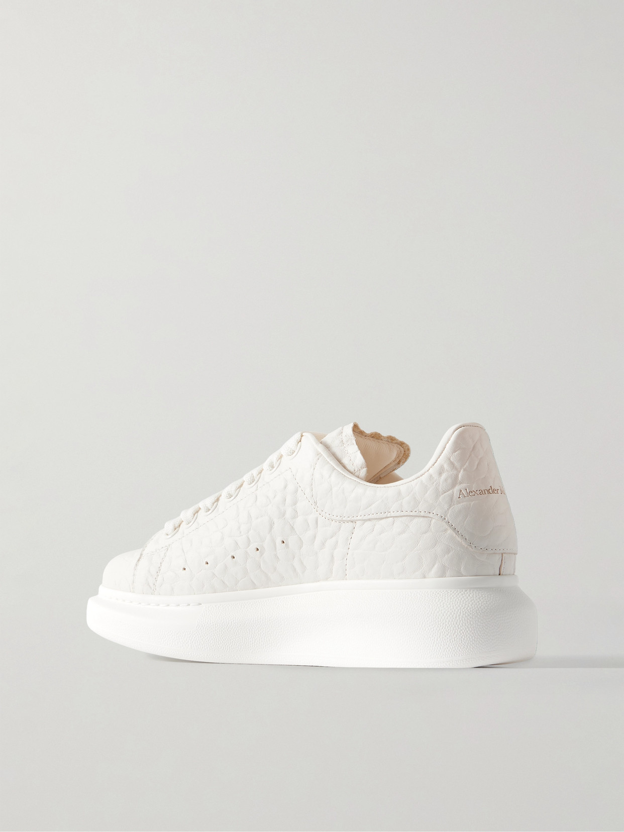 Alexander Mcqueen Textured-leather Exaggerated-sole Sneakers In White