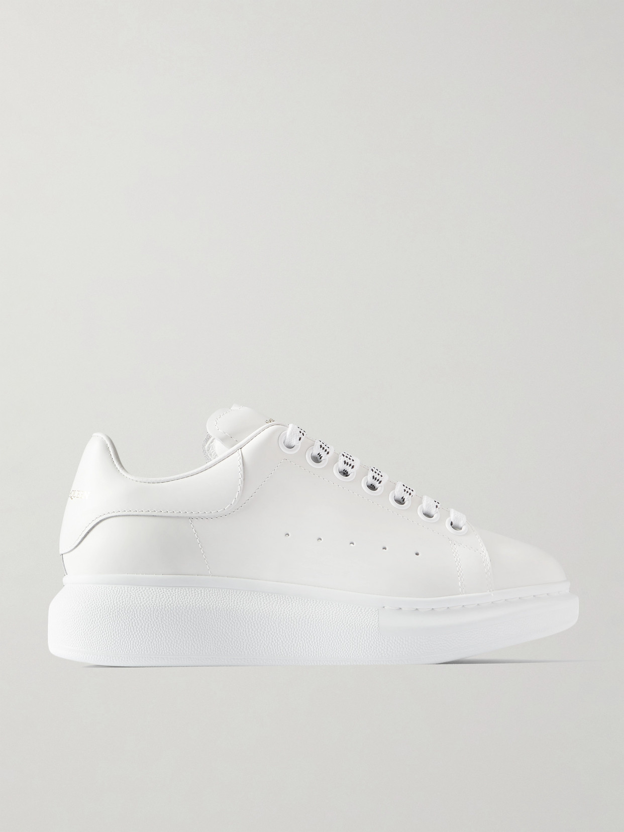 Alexander Mcqueen White Low Top Sneakers With Logo Lettering On Tongue And Heel In Leather Woman