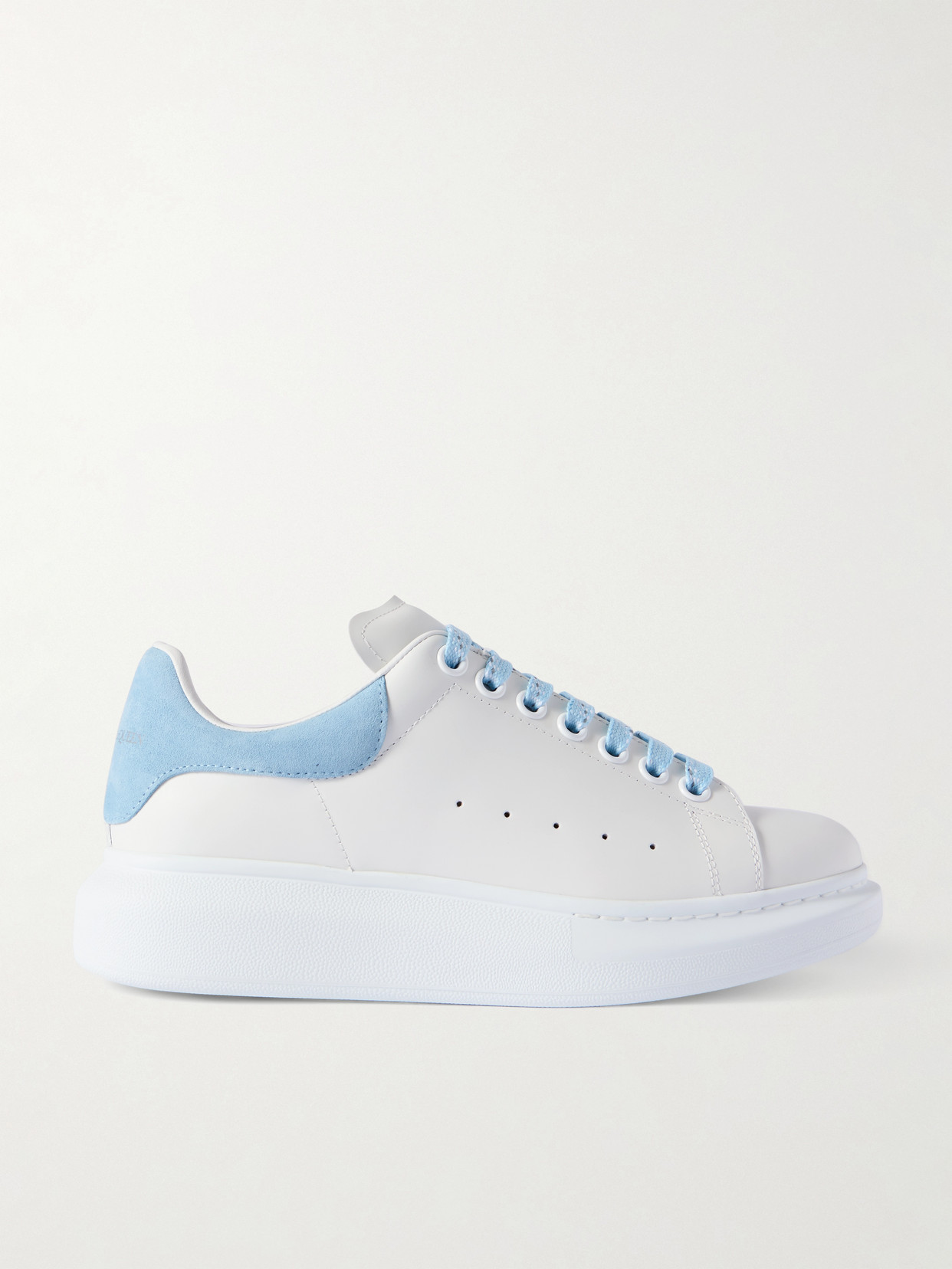 Alexander Mcqueen Exaggerated-sole Suede-trimmed Leather Sneakers In Blue
