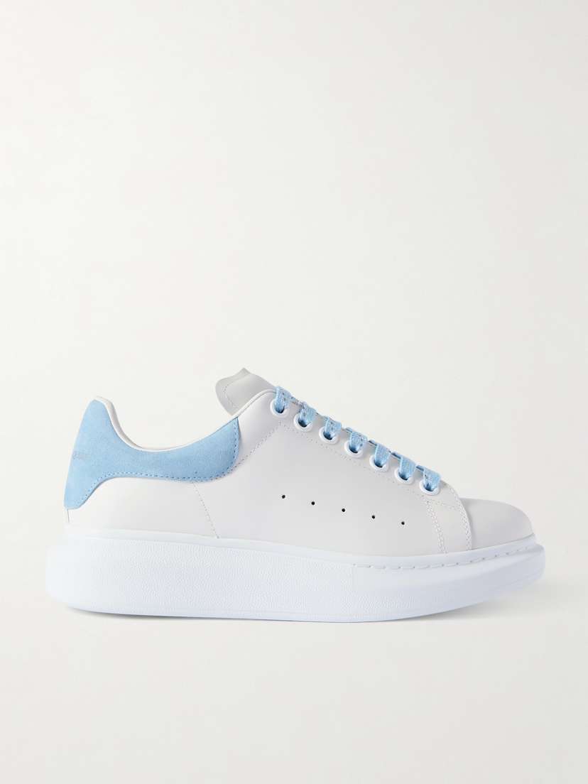 McQueen Exaggerated-sole Suede-trimmed Leather Sneakers