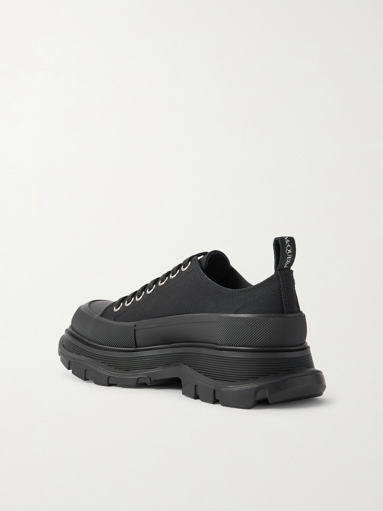Alexander Mcqueen Tread Slick Canvas Exaggerated-sole Sneakers In Black