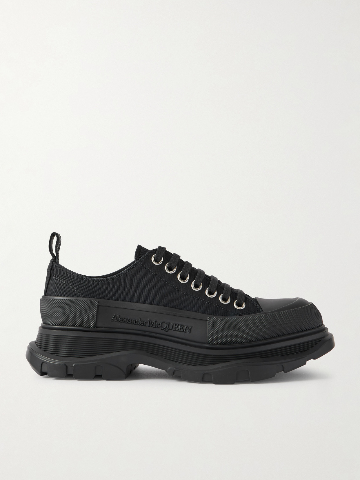 Alexander Mcqueen Tread Slick Canvas Exaggerated-sole Sneakers In Black