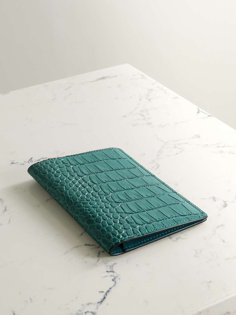 Smythson Mara Croc-effect Leather Passport Holder