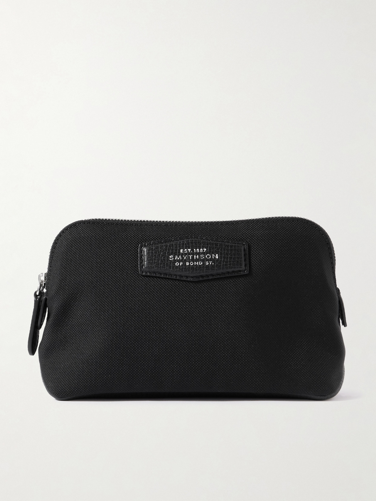 Smythson Norton Leather-trimmed Canvas Pouch In Black