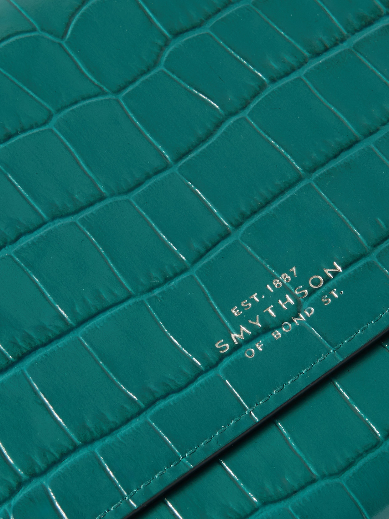 Smythson Marshall Croc-effect Leather Travel Wallet In Green
