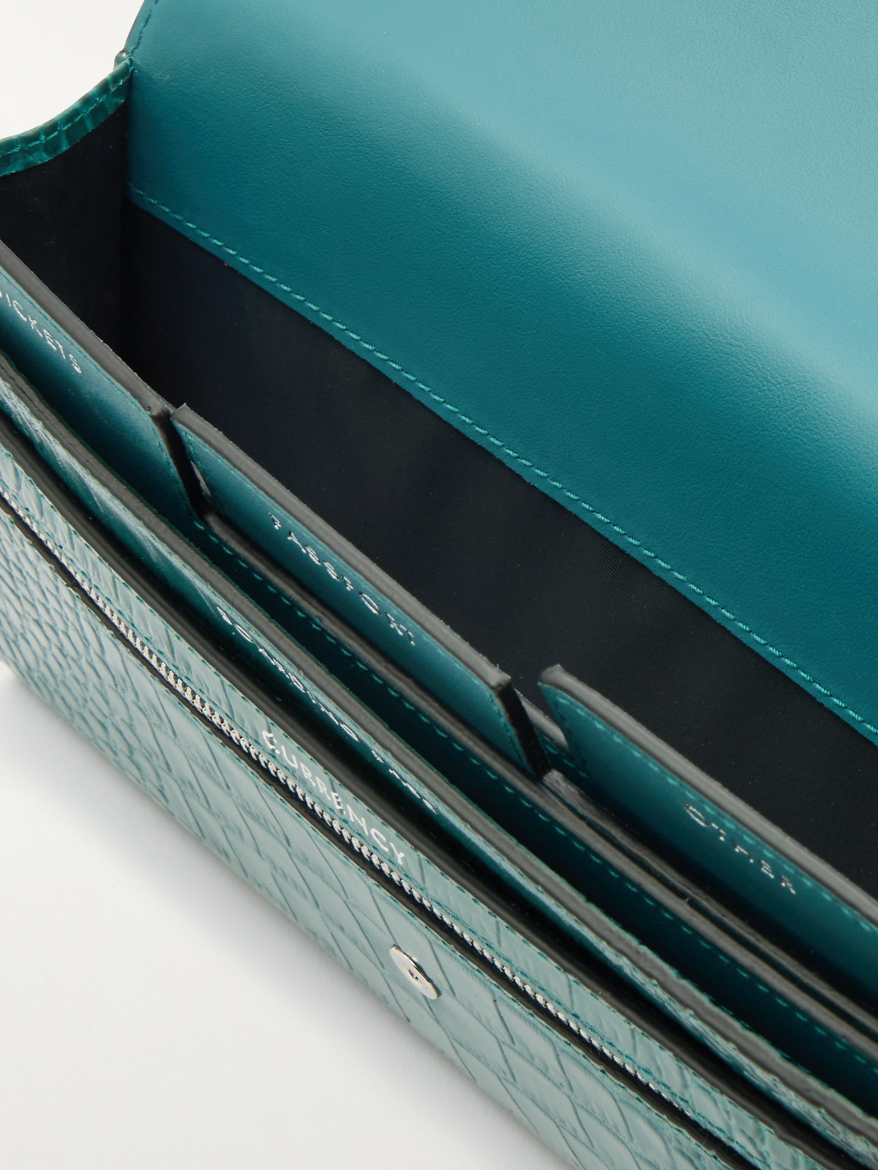 Smythson Marshall Croc-effect Leather Travel Wallet In Green