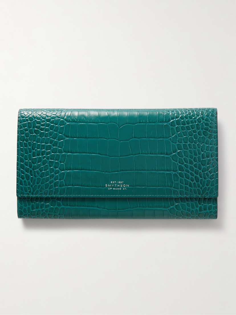 Smythson Marshall Croc-effect Leather Travel Wallet