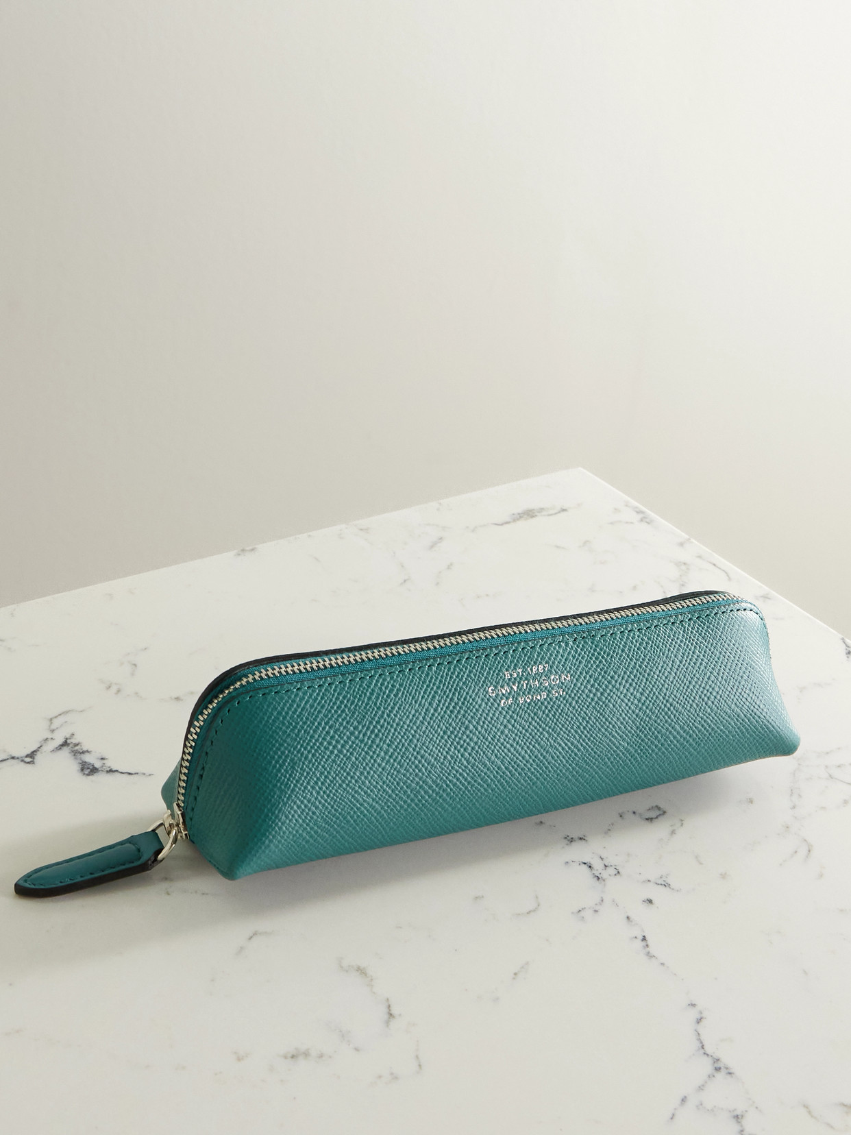 Smythson Panama Textured-leather Pencil Case In Gold