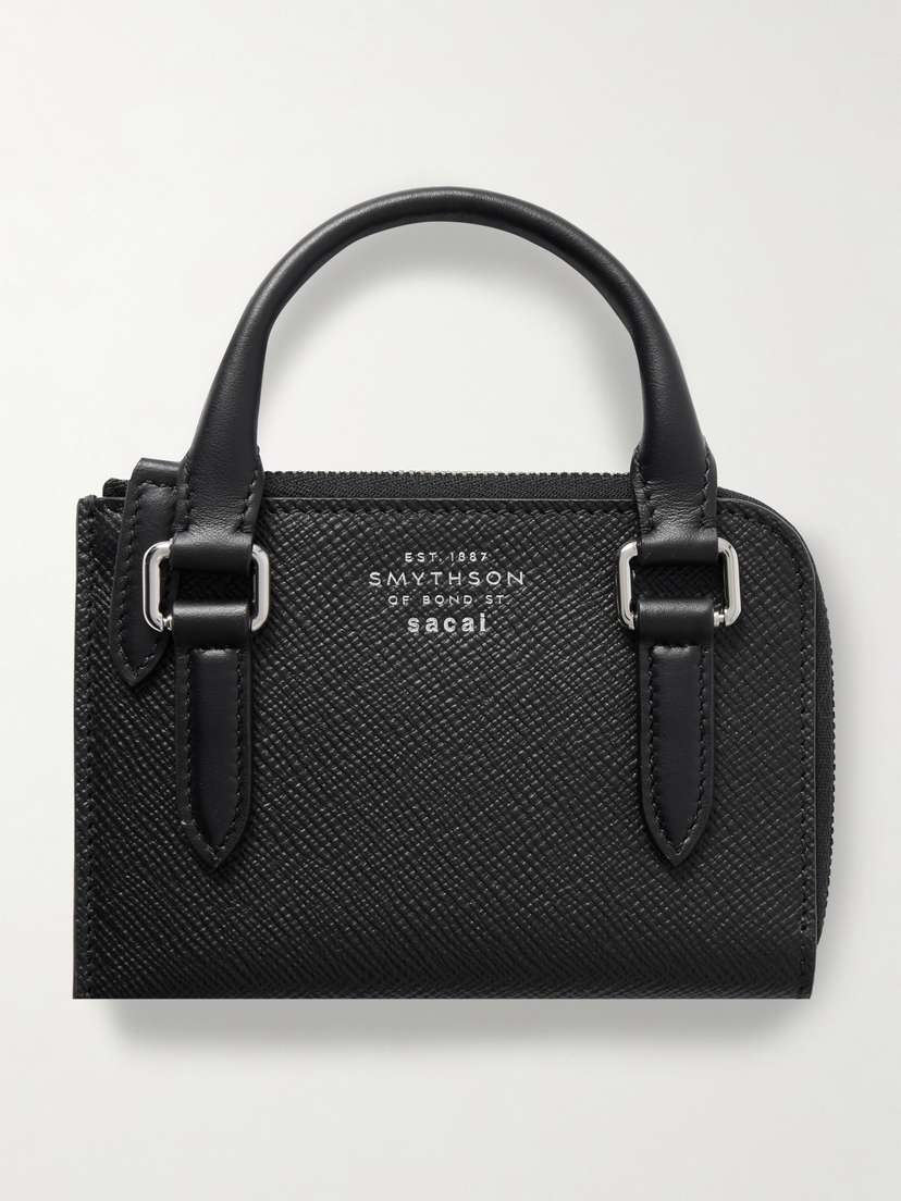 Smythson + Sacai Textured-leather Cardholder
