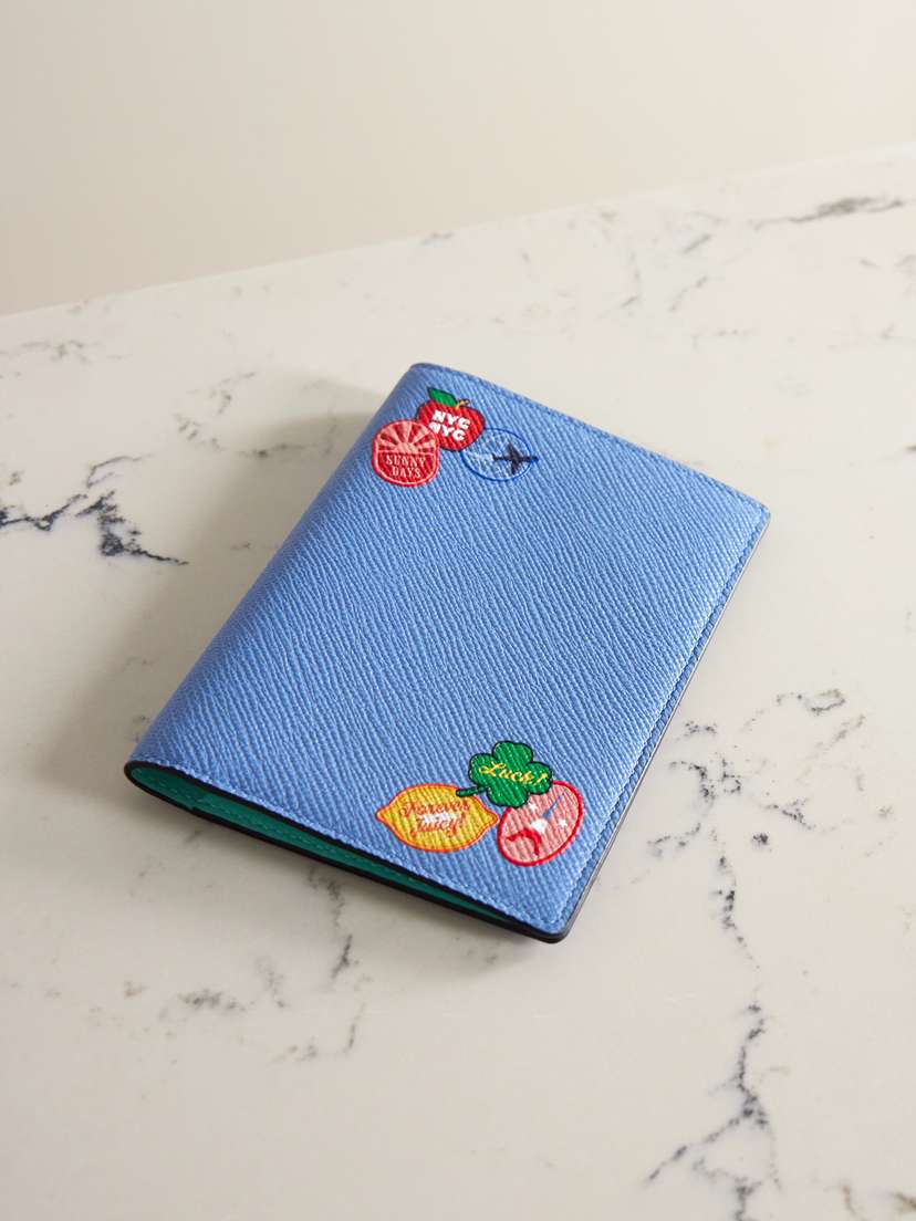 Smythson Panama Printed Textured-leather Passport Holder