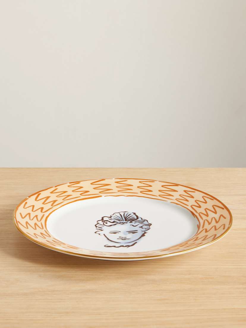 GINORI 1735 + Luke Edward Hall Il Viaggio Di Nettuno Gold-plated Porcelain Dinner Plate