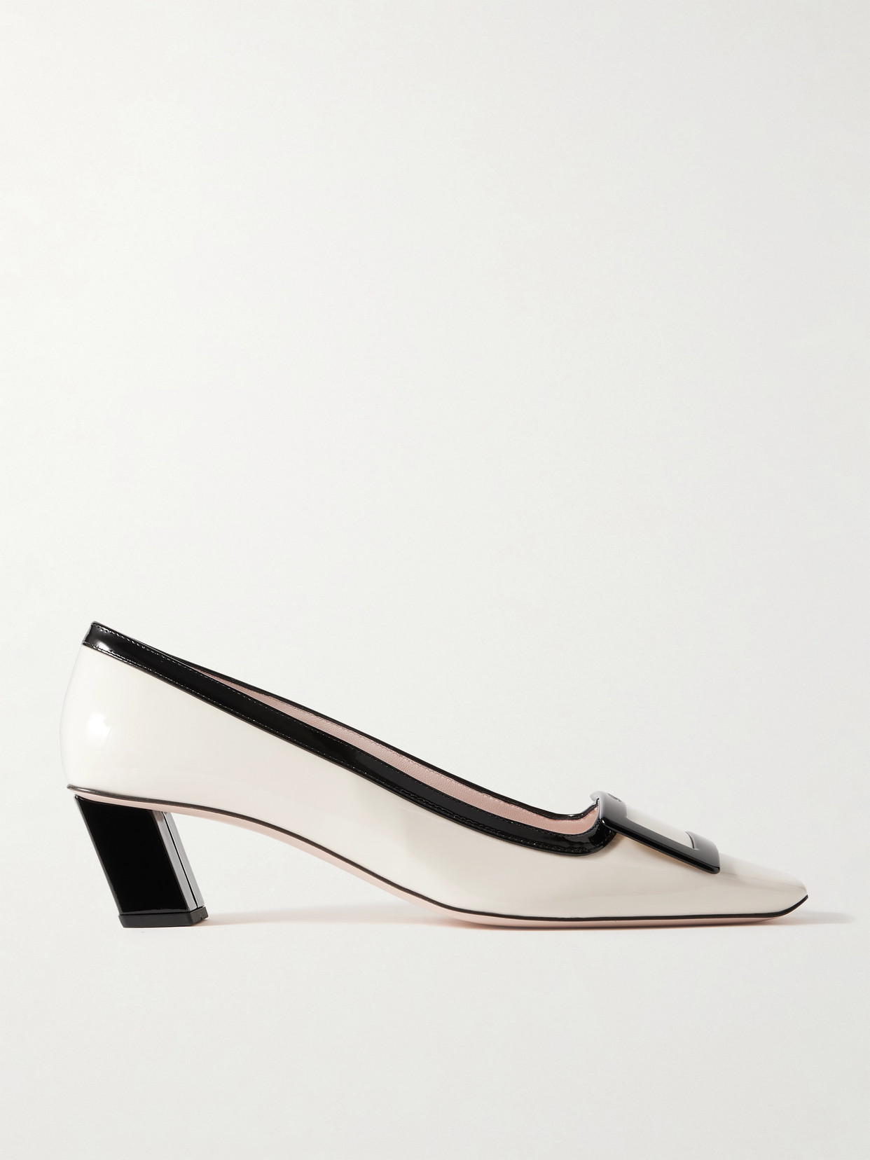 Roger Vivier Belle Vivier 45 Buckled Patent-leather Pumps In White