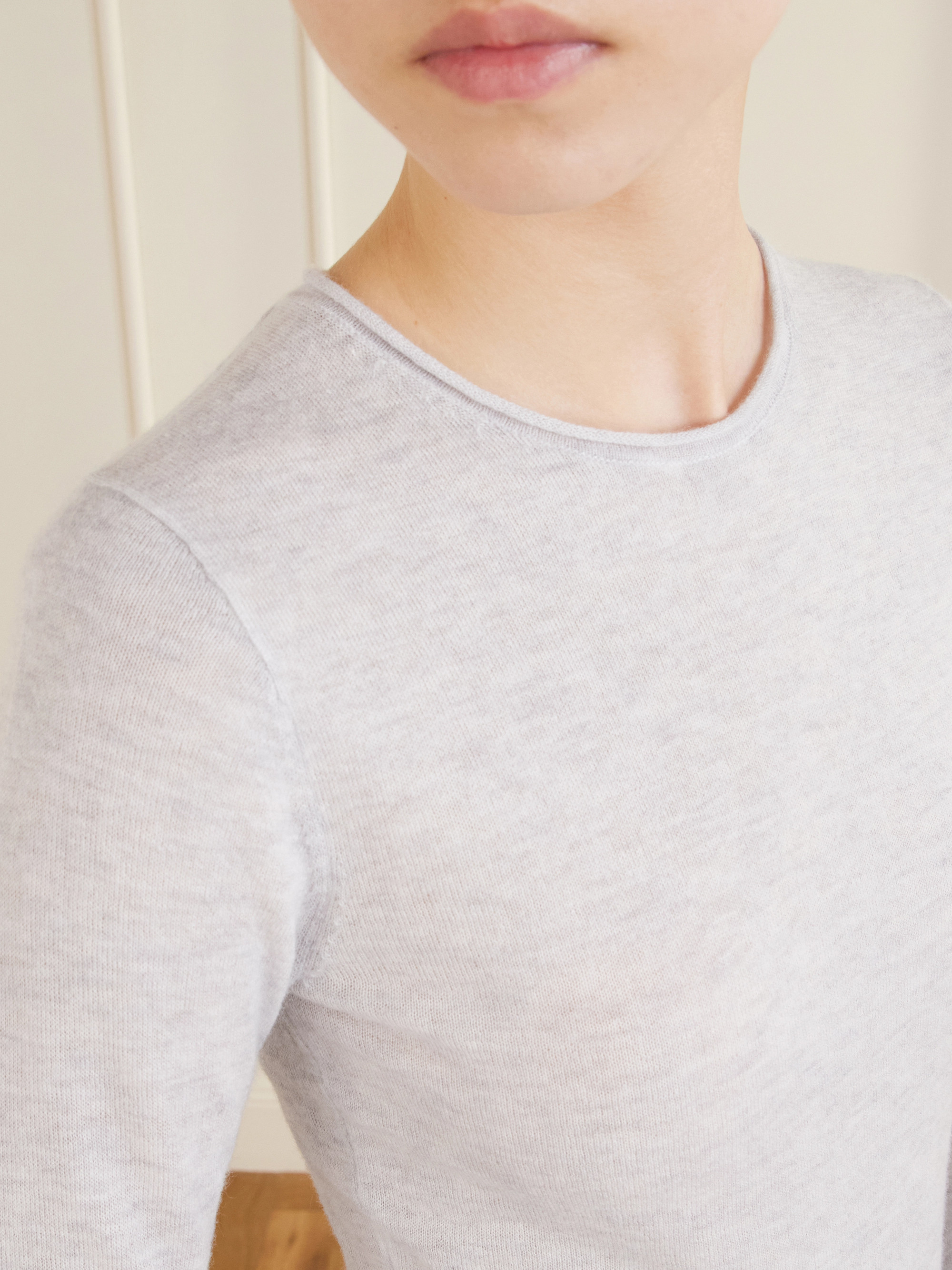 Skims Sheer cashmere knitted top - Light Heather Gray