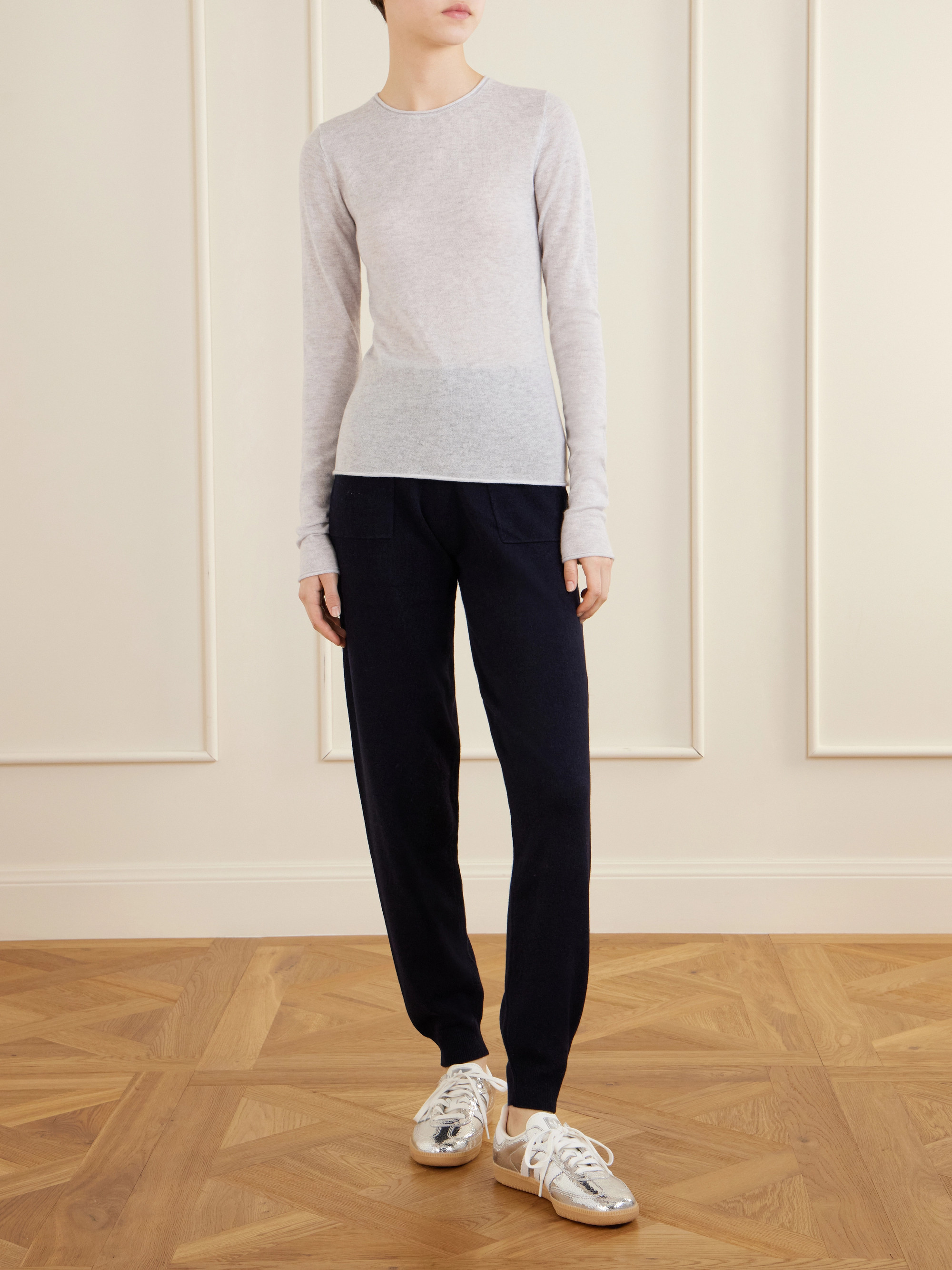 Skims Sheer cashmere knitted top - Light Heather Gray