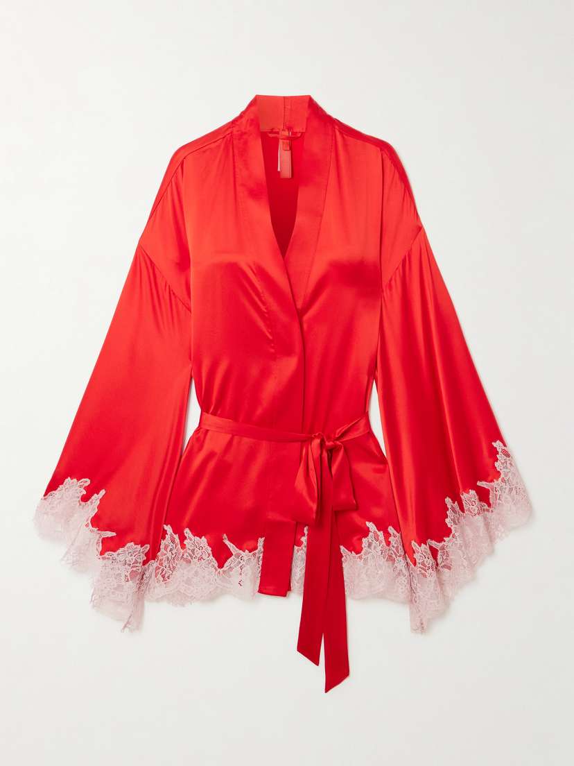 Skims Valentine's Day Silk Lace Robe