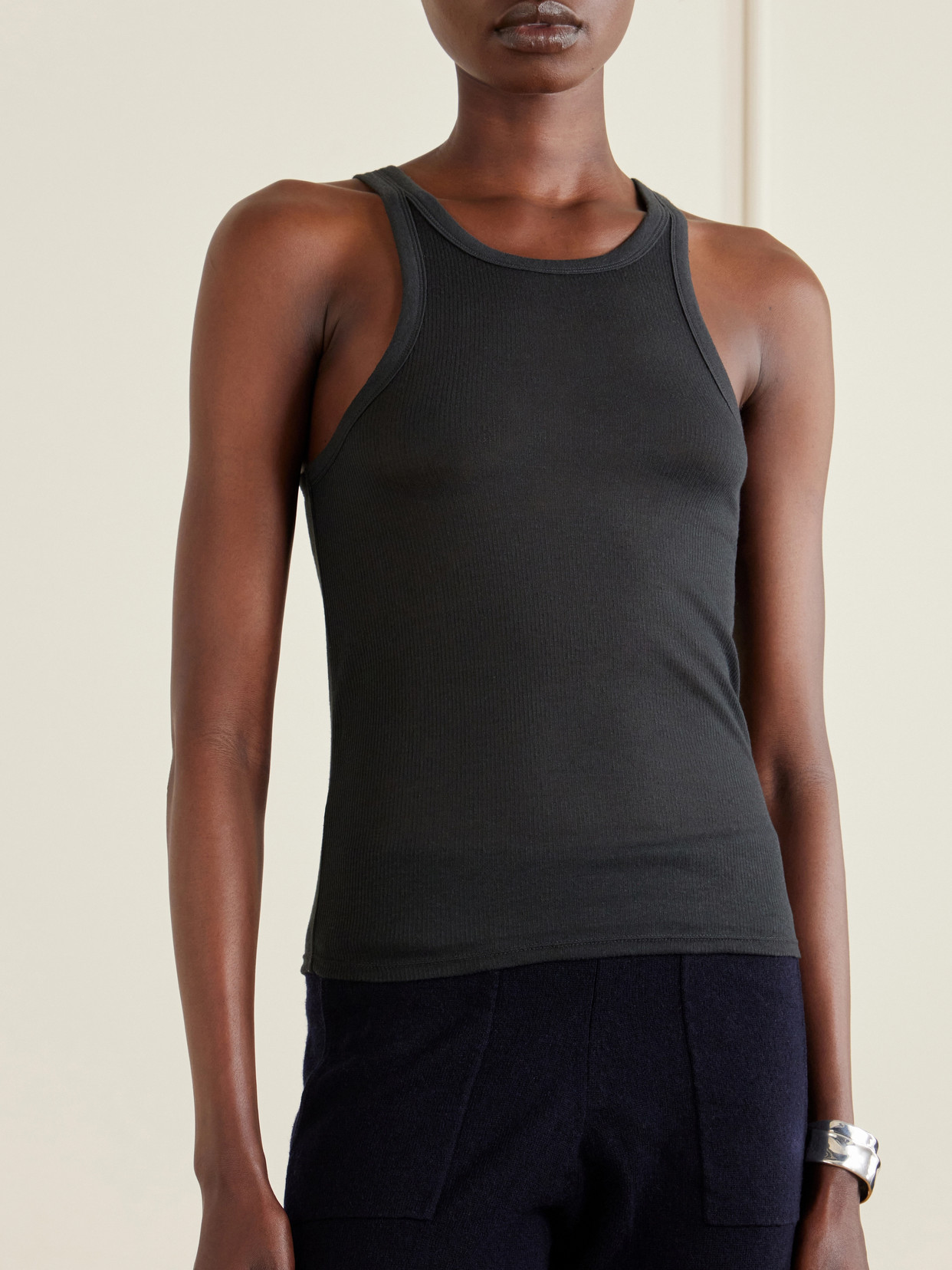 Ribbed-Knit Jersey Tank