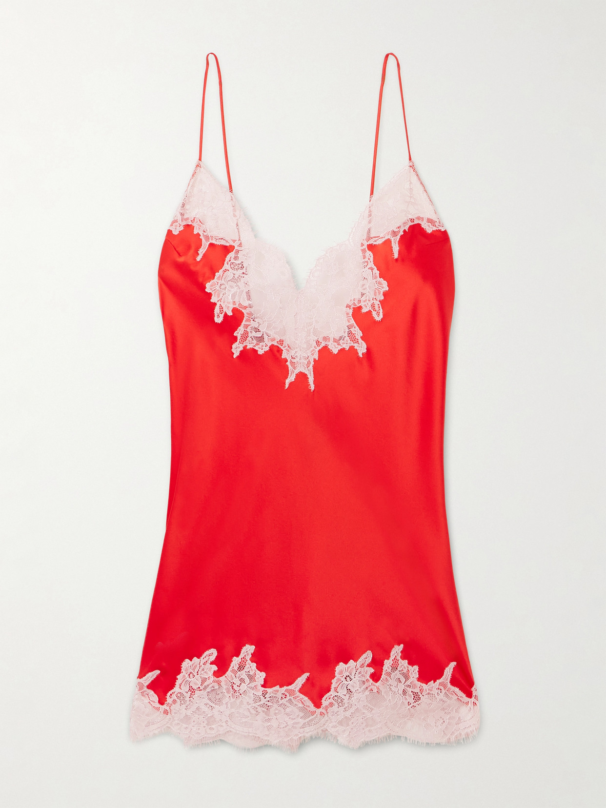 Skims Valentine's Day Silk Lace Mini Slip Dress In Red