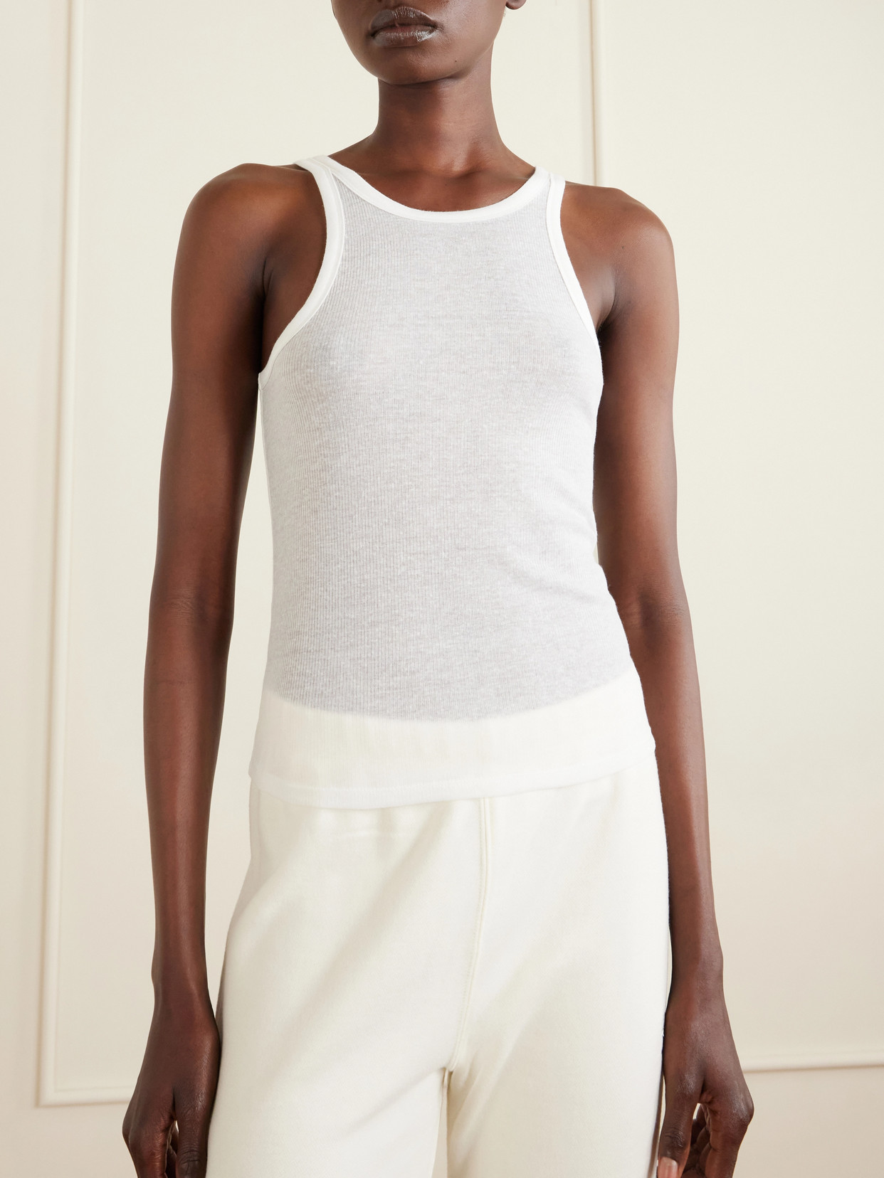 Ribbed-Knit Jersey Tank