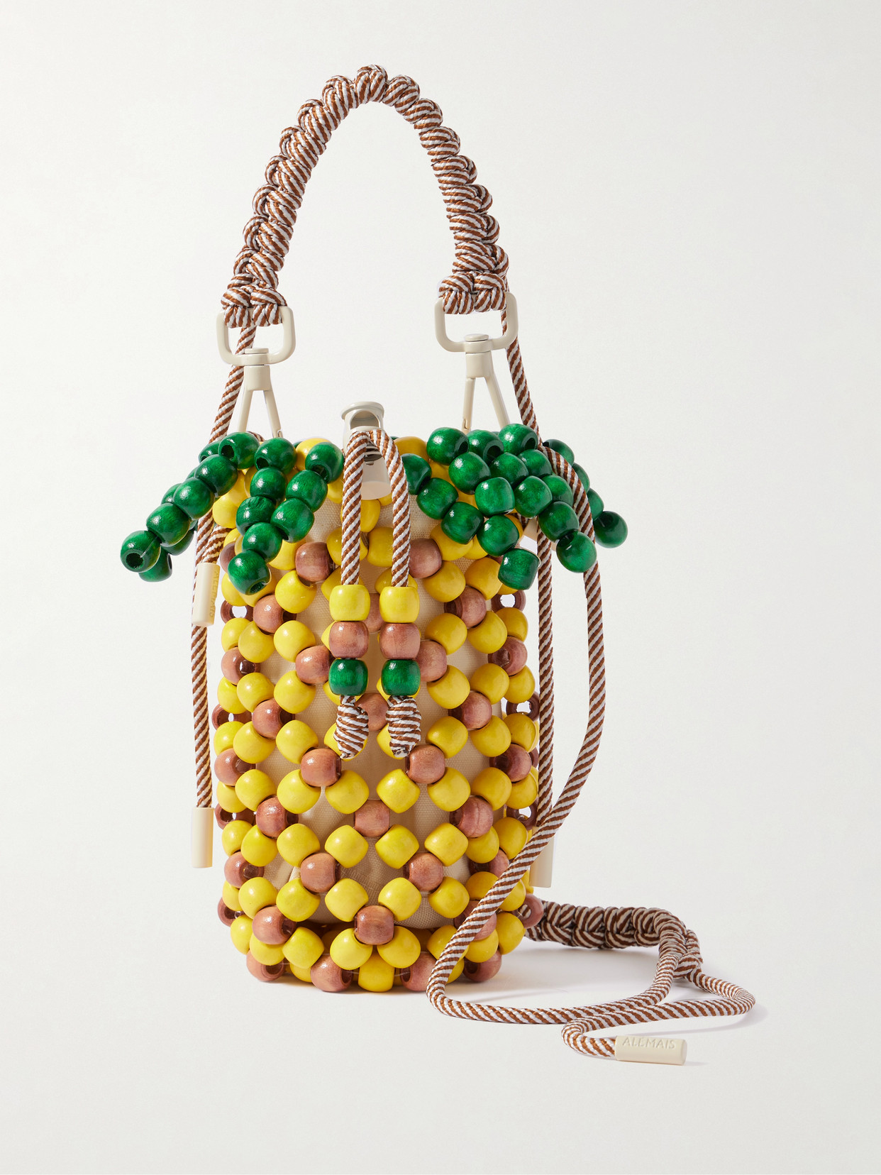 Alemais Beaded Cotton-twill Tote In Yellow